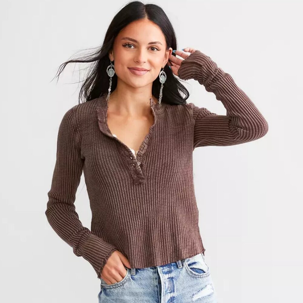 NWT Free People One Colt Thermal Mole Brown Size S